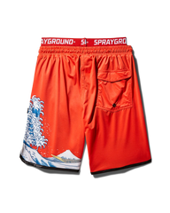 JAPAN WAVE CORTO SWIM TRUNKS (RED)