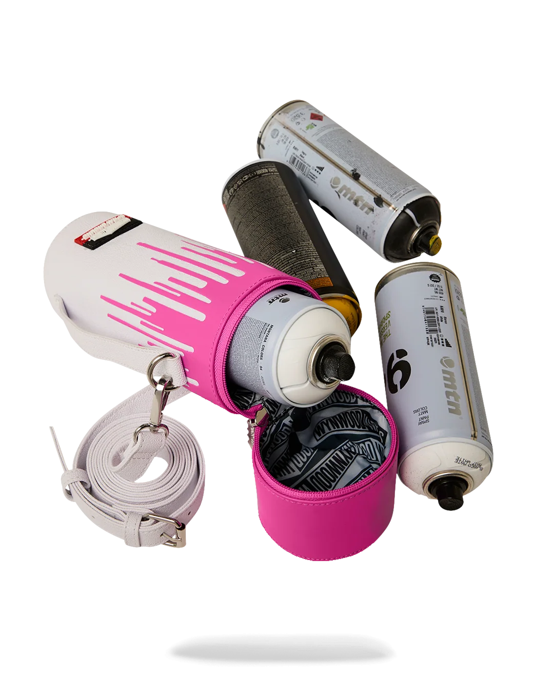 WYNWOOD WALLS COLLAB WATER BOTTLE OR SPRAYCAN HOLDER (WHT/PNK)