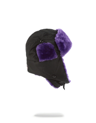 BLACK 3M PURPLE FUR AVIATOR HAT