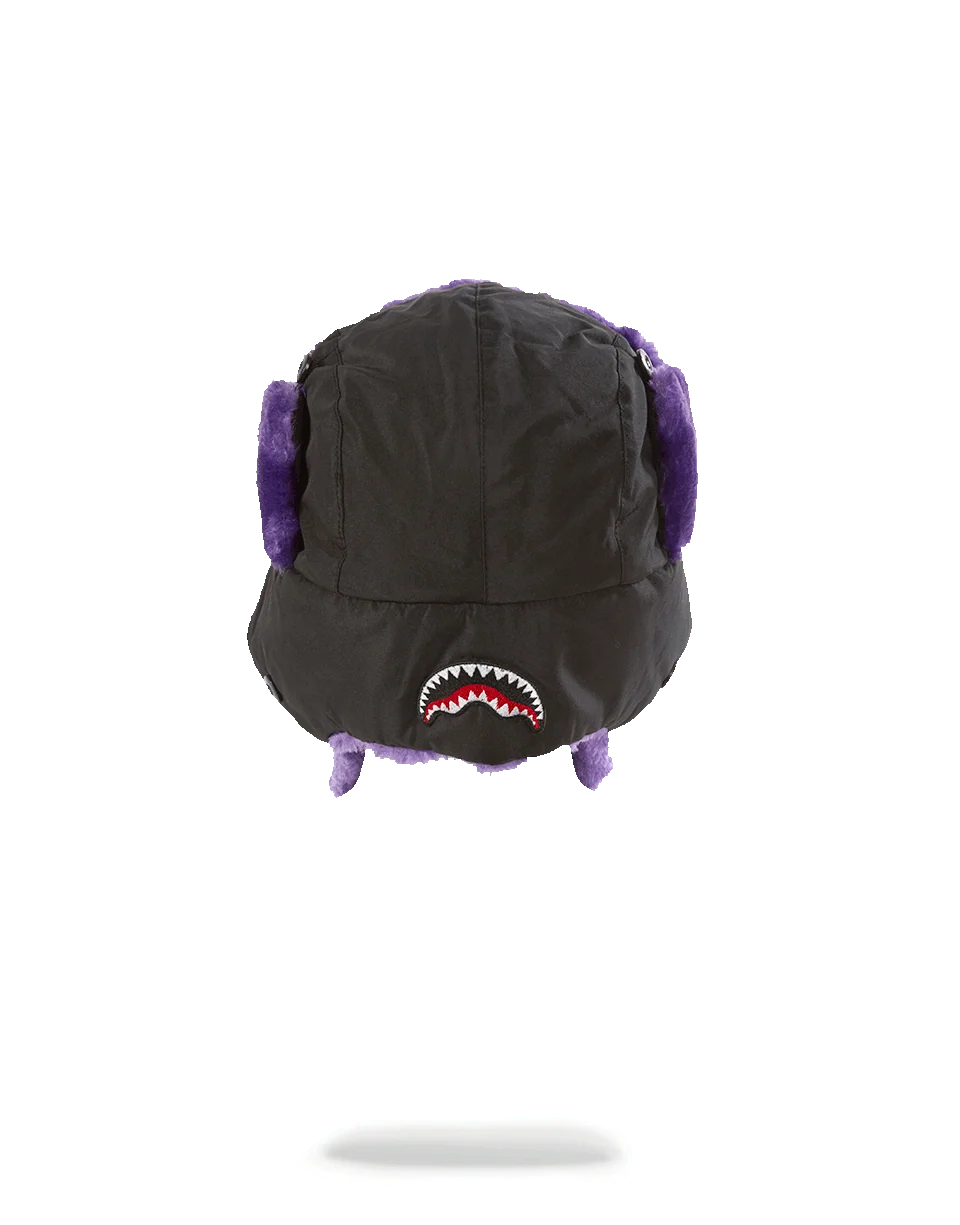 BLACK 3M PURPLE FUR AVIATOR HAT