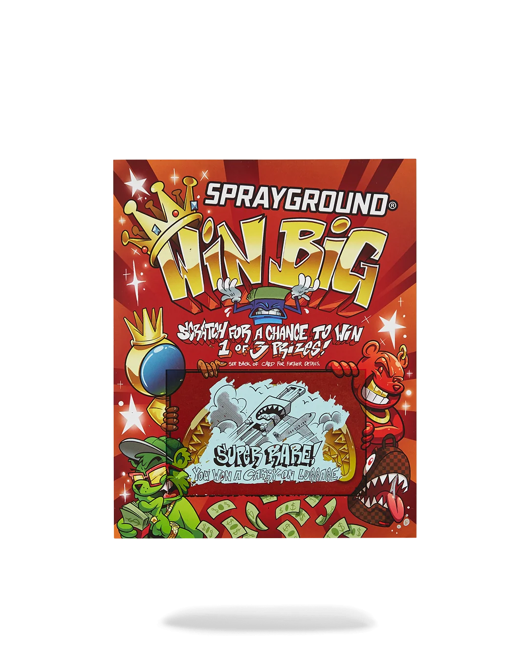 SPRAYGROUND SCRATCH OFF PLAYING CARD - WIN A BACKPACK, MONEYBEAR OR LUGGAGE!