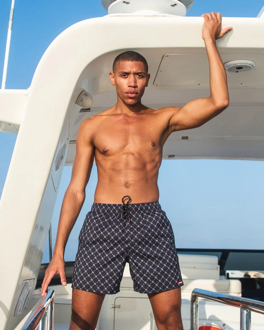 MIDNIGHT MONEY PATTERN SHOTO SWIM TRUNKS