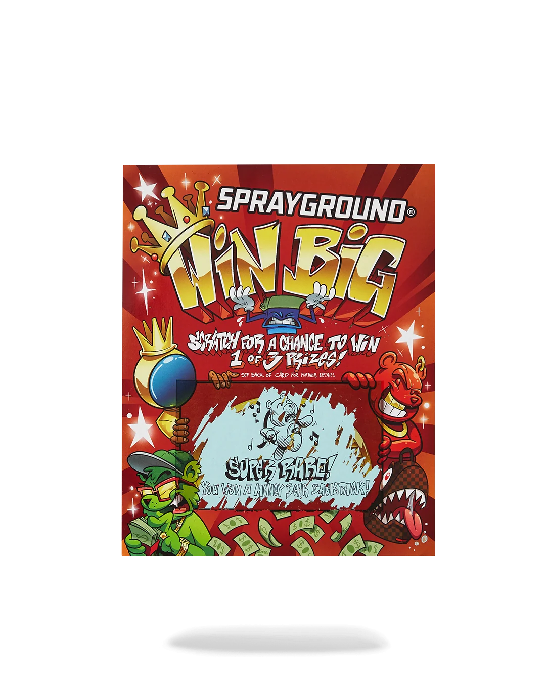 SPRAYGROUND SCRATCH OFF PLAYING CARD - WIN A BACKPACK, MONEYBEAR OR LUGGAGE!